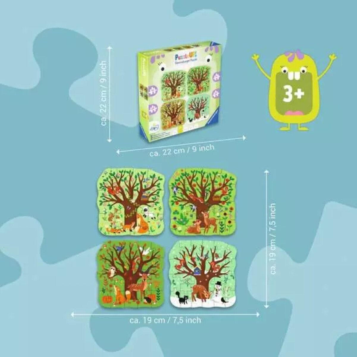 Ravensburger 4 Kinderpuzzle 12 + 16 + 20 + 24 Teile Vier Jahreszeiten 19 x 19 cm