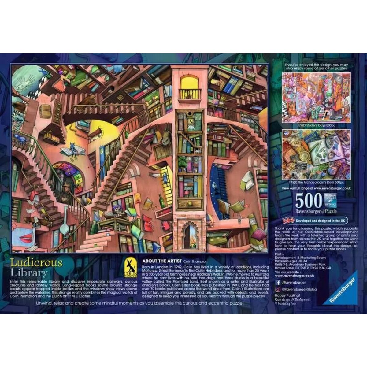Ravensburger Puzzle - Die verrückte Bibliothek, 500 Teile