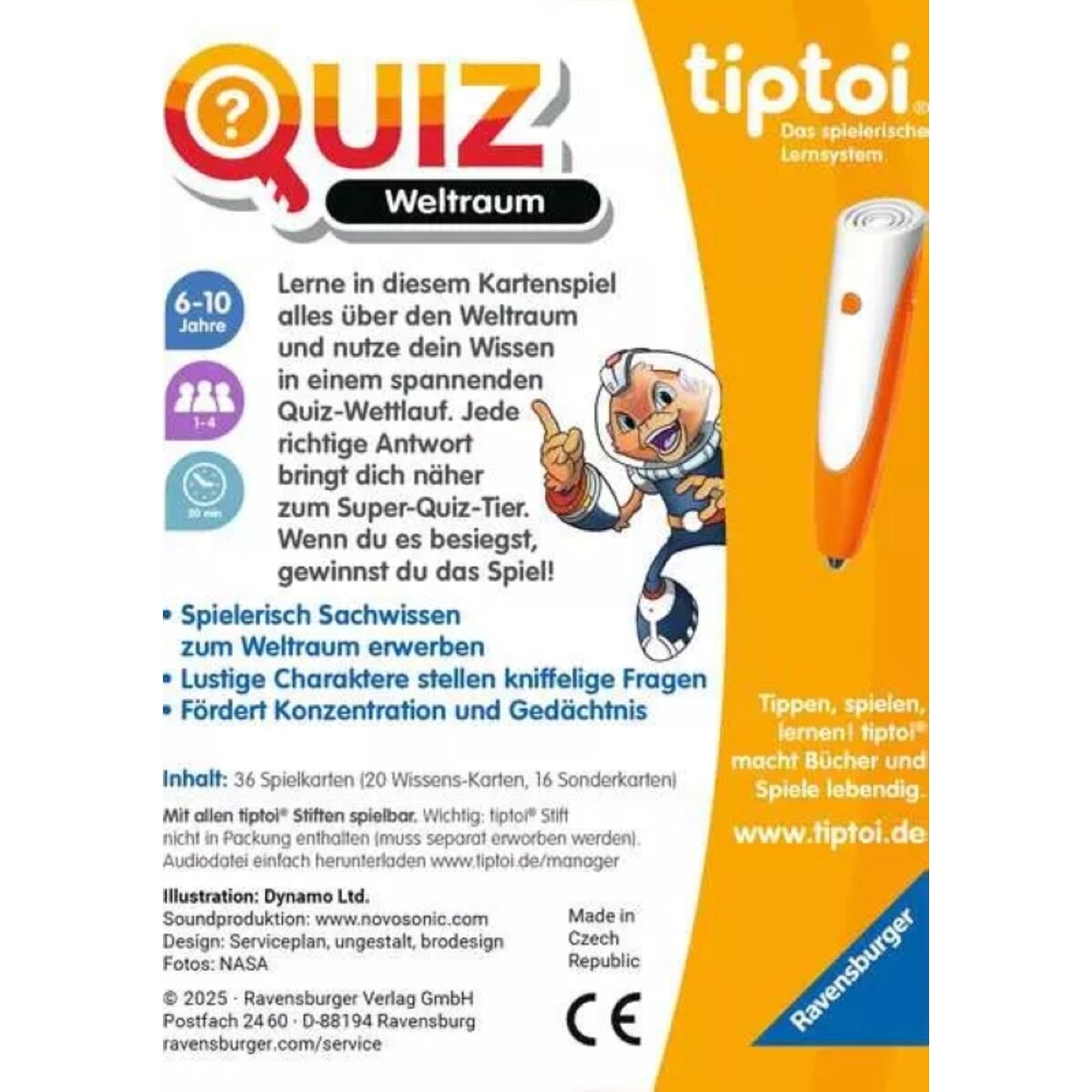 Ravensburger tiptoi Quiz Weltraum Reisespiel ab 6 Jahren Lernspiel