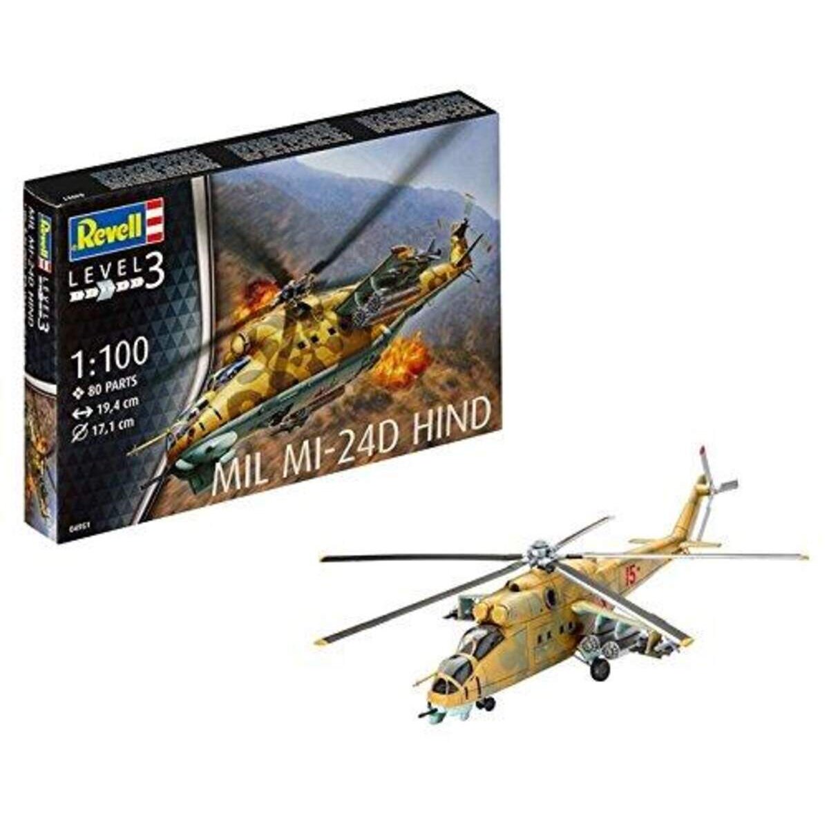 Revell Modellbausatz Hubschrauber Mil Mi-24D Hind in 1:100
