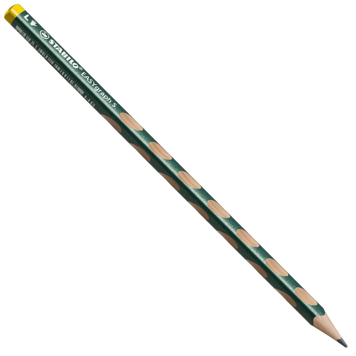 Schmaler Dreikant-Bleistift für Linkshänder - STABILO EASYgraph S Metallic Edition in metallic Grün - Einzelstift - Härtegrad HB