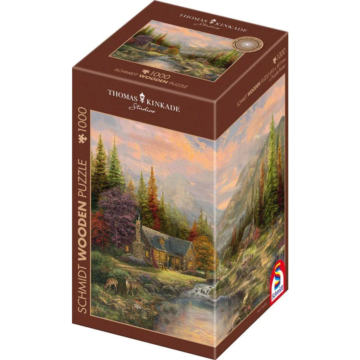 Schmidt Spiele Holzpuzzle - Thomas Kinkade Studios: Bergkulisse mit Bach, 1000 Teile