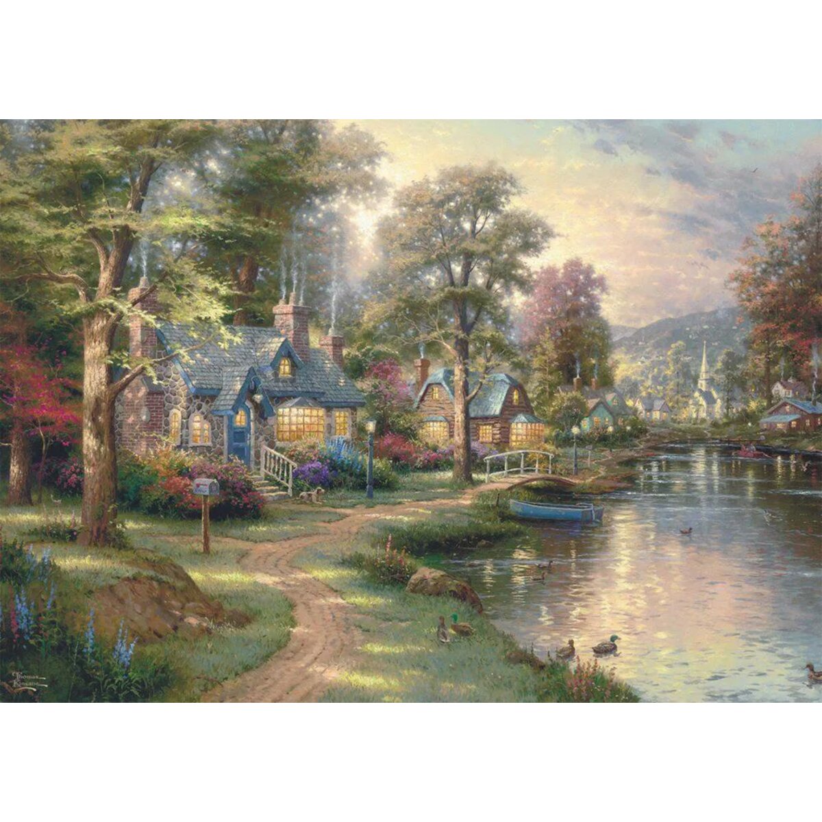 Schmidt Spiele Puzzle - Thomas Kinkade Studios: Dorf am See, 1000 Teile