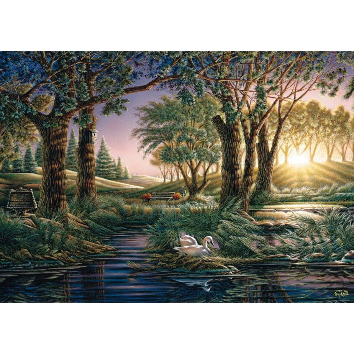 Schmidt Spiele Puzzle - Terry Redlin: Morgenzauber am Teich, 1000 Teile