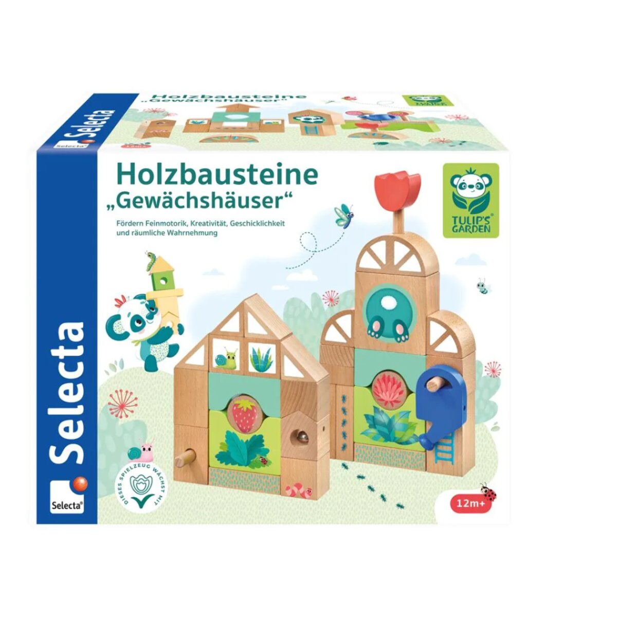 Selecta Kleinkindwelt: Holzbausteine Gewächshäuser, 34 Teile