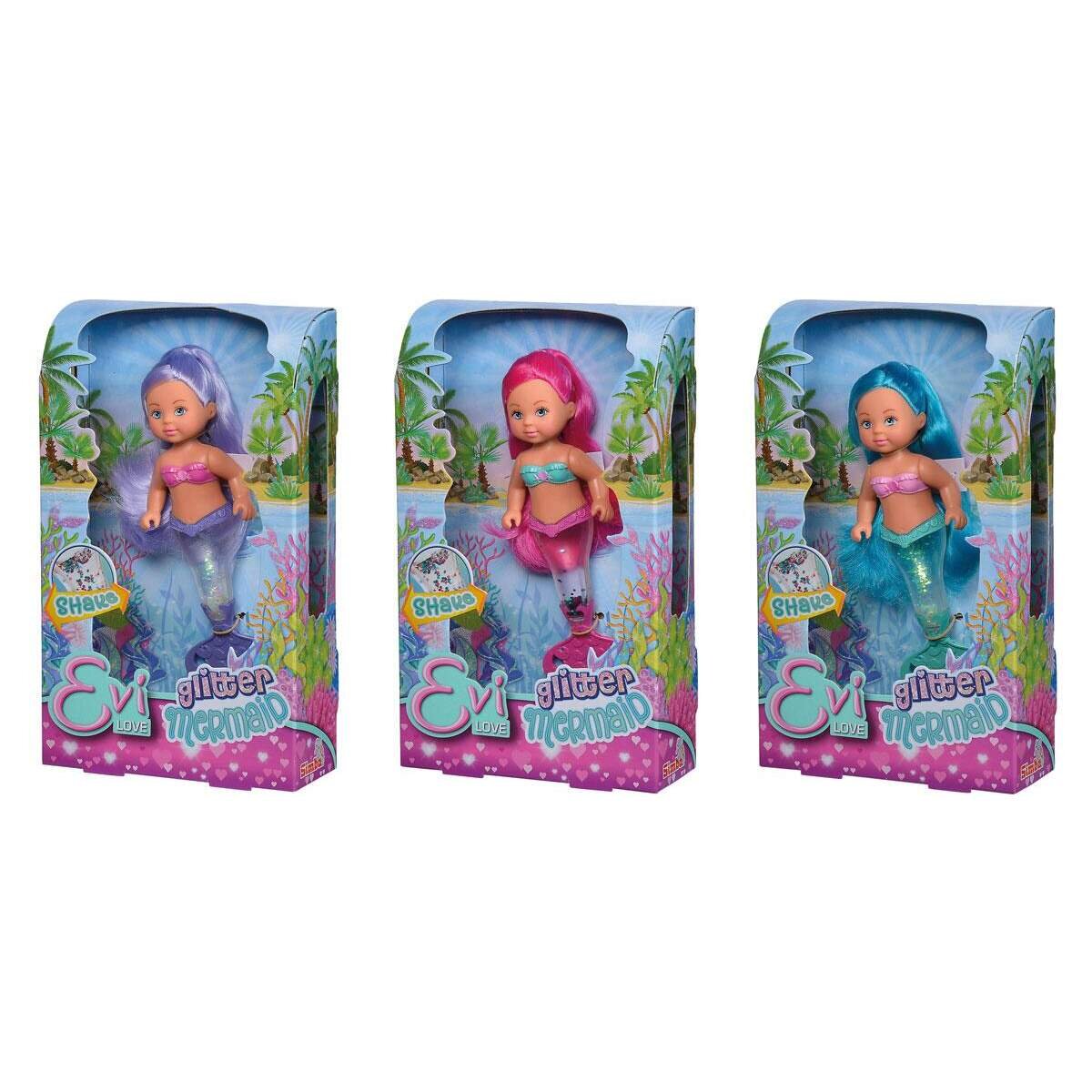Simba Evi Love Glitter Mermaid, 3-sort., türkis, rosa, lila