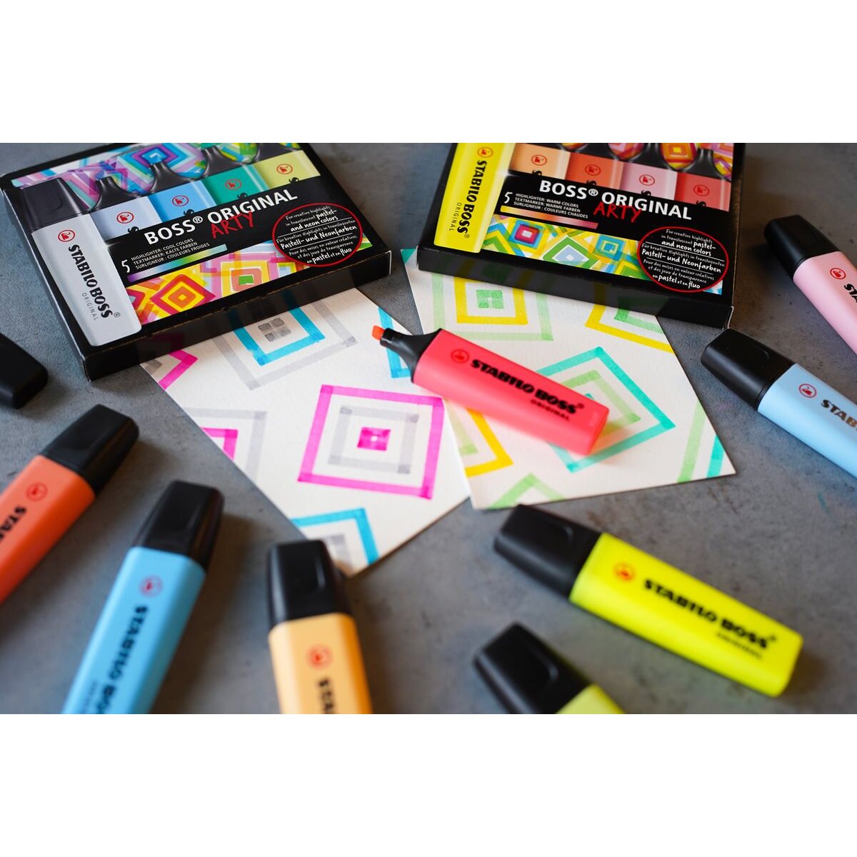 Textmarker - STABILO BOSS ORIGINAL - ARTY - 5er Pack - mit 5 verschiedenen Farben
