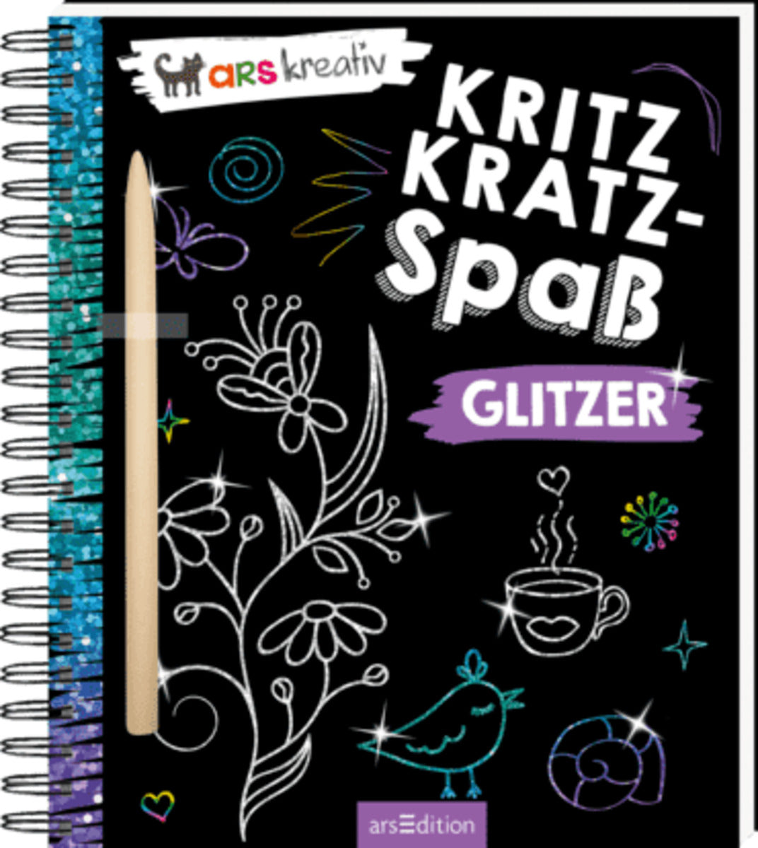 ars Edition ars Kreativ Kritzkratz Spaß Glitzer mit Stift