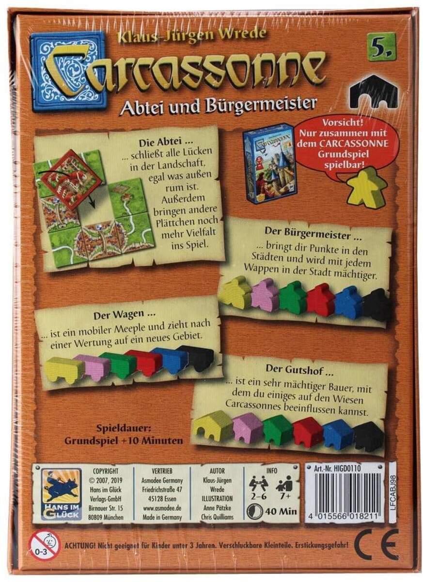 Asmodee Hans im Glück Carcassonne, Abtei und Bürgermeister, Erweiterung 5, Neue Version