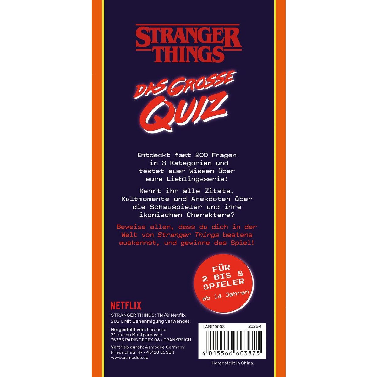 Asmodee Larousse Stranger Things Das große Quiz