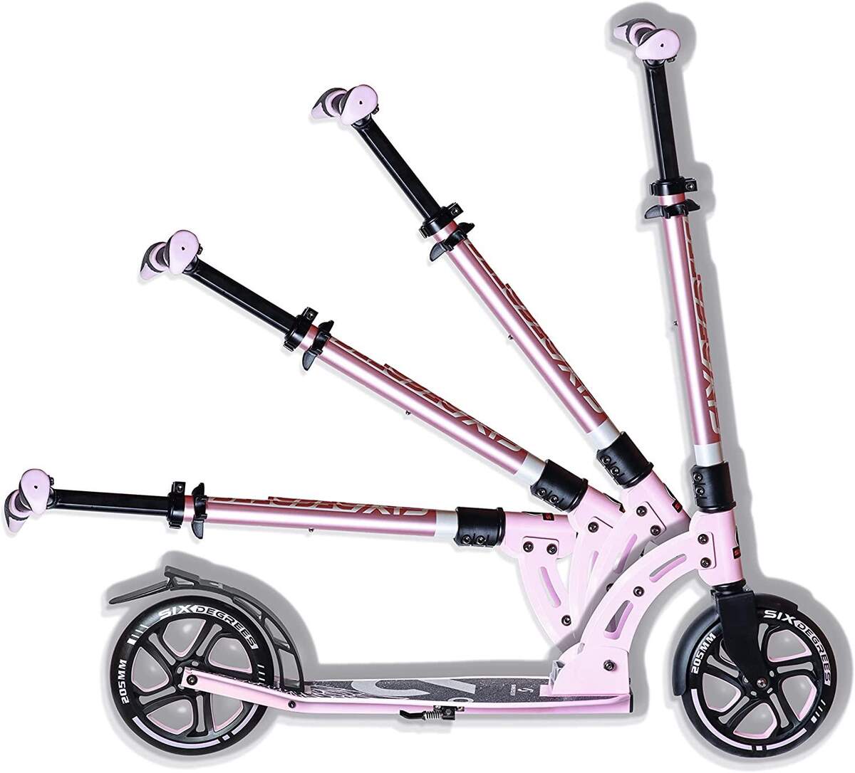 Authentic Sports Six Degrees Aluminium Scooter mit Klappmechanismus, pastell-pink