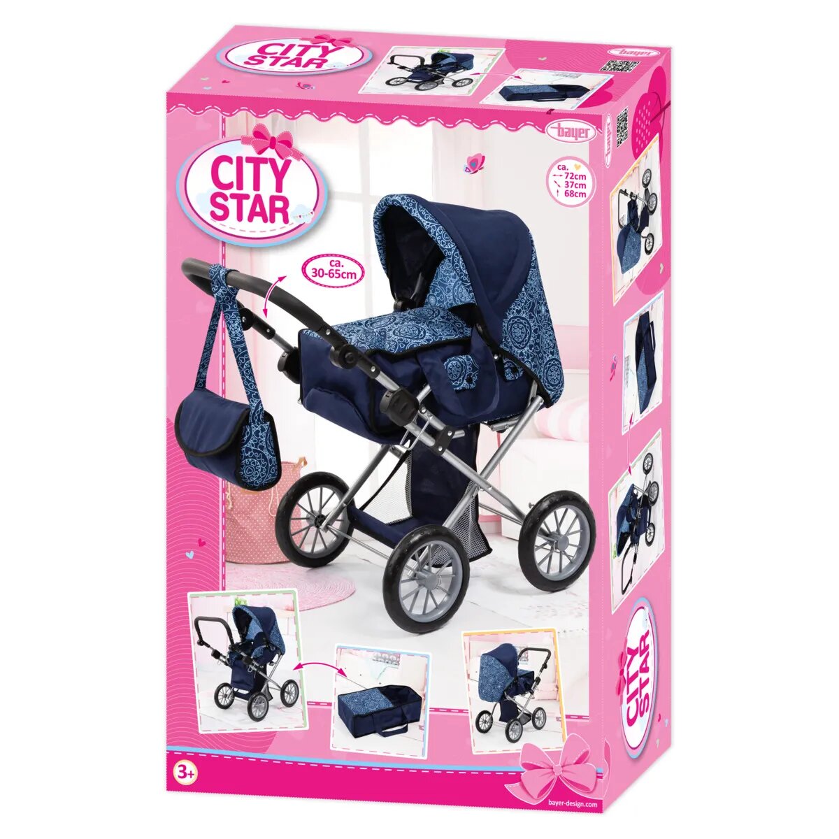 Bayer Design Puppenwagen City Star blau