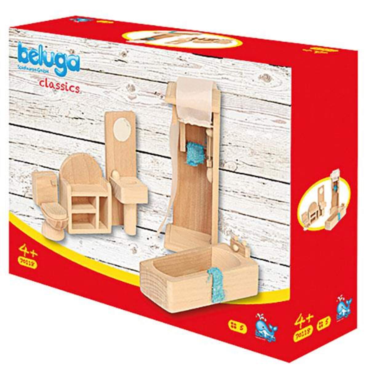 Beluga Puppenhausmöbel Badezimmer, 5-teilig