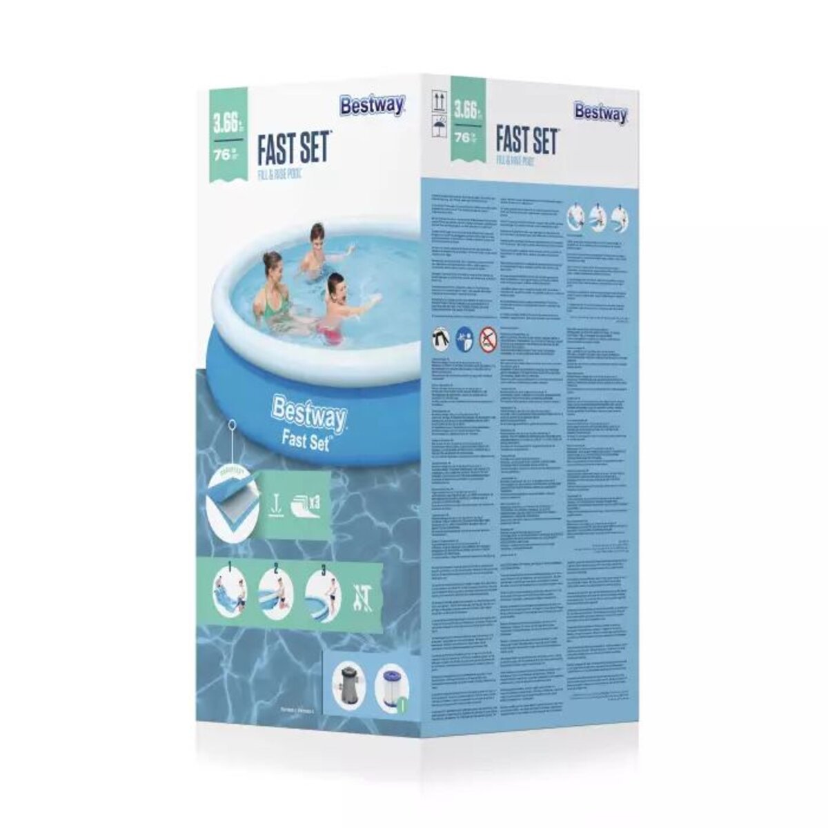 Bestway Fast Set™ Aufstellpool-Set mit Filterpumpe Ø 366 x 76 cm, blau, rund