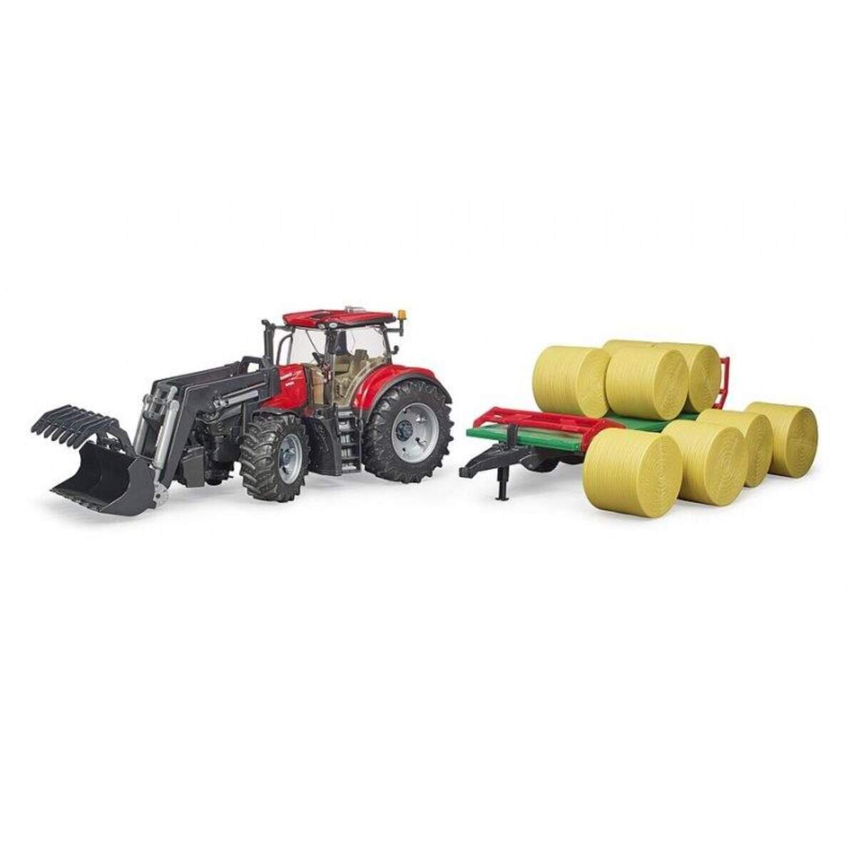 BRUDER® Case IH Optum 300CVX mit Frontlader und Ballentransportanhänger