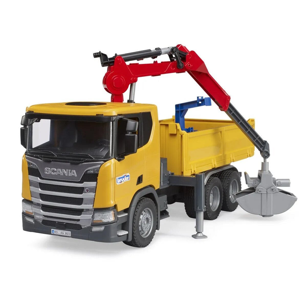 BRUDER® Scania Super 560R Baustellen- LKW Kran und 2 Paletten