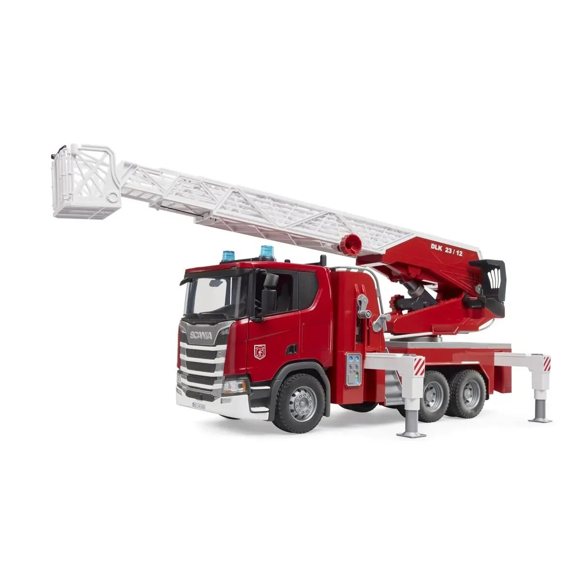 BRUDER® 03591 Scania Super 560R Feuerwehr mit Drehleiter, Wasserpumpe, L+S Modul