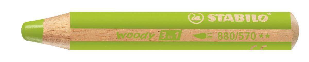 Buntstift, Wasserfarbe & Wachsmalkreide - STABILO woody 3 in 1 - Einzelstift - hellgrün