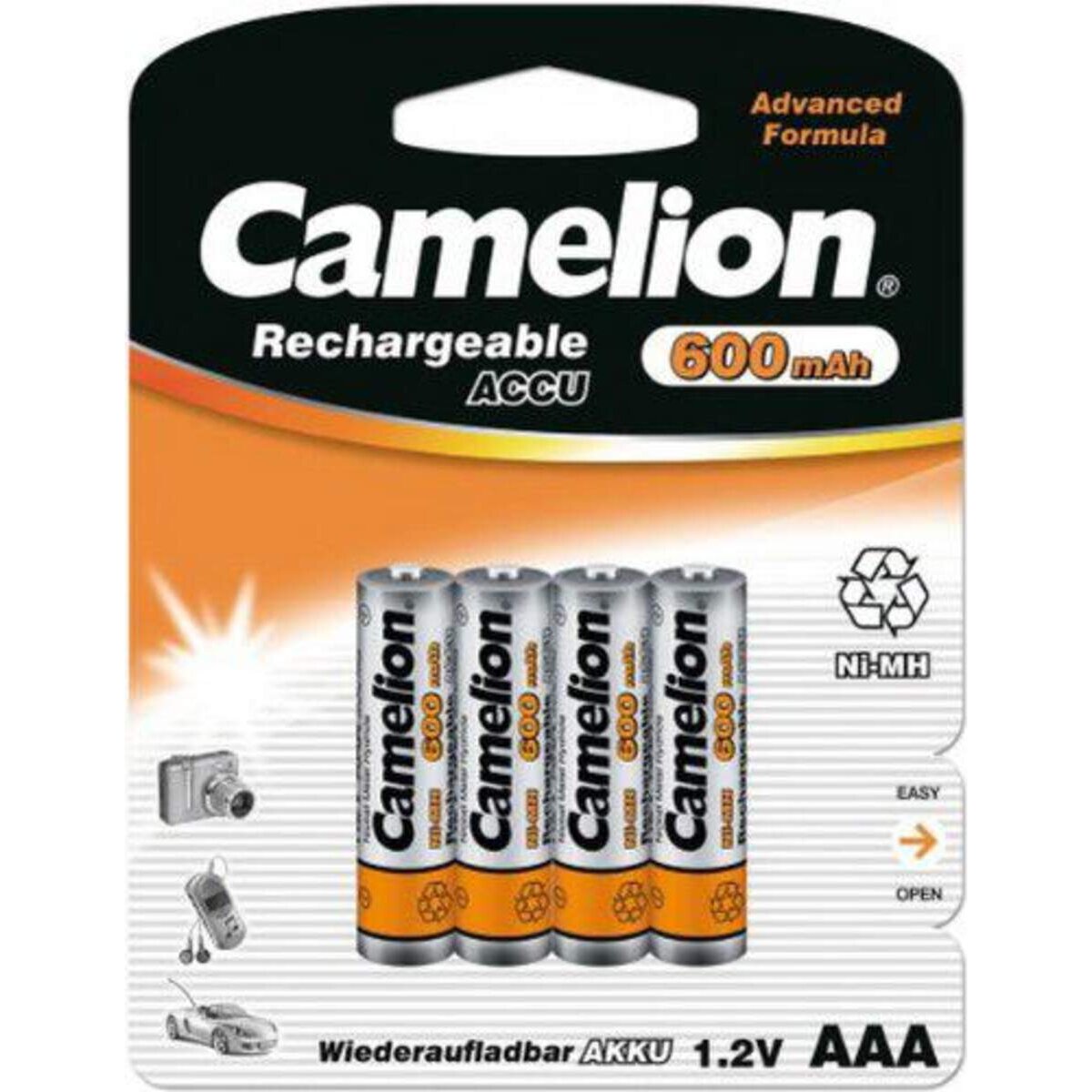 Camelion Akku NI-MH, R03, Micro, AAA, 600mAh, 4 Stück