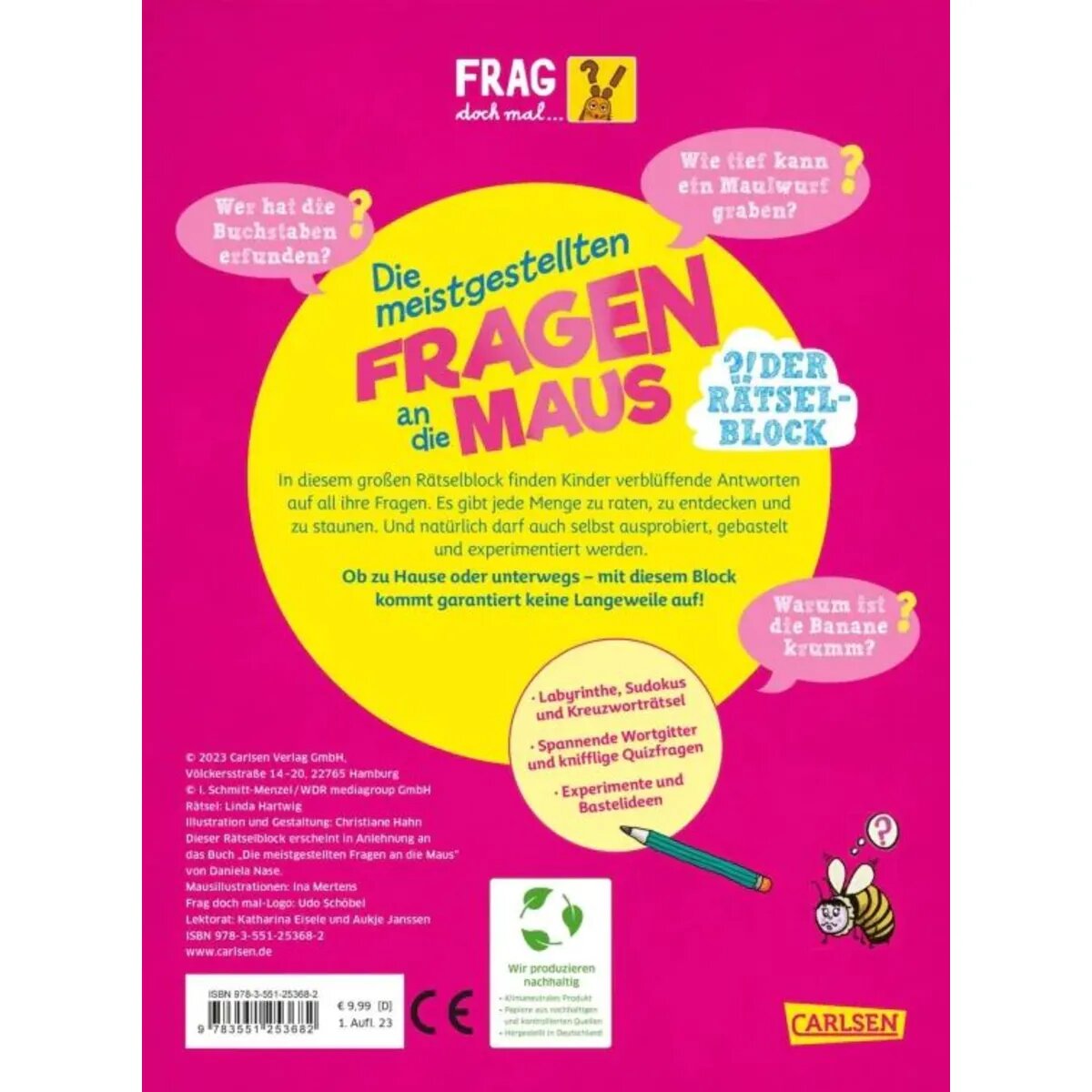 Carlsen Verlag Frag doch mal ... die Maus: Die meistgestellten Fragen an die Maus - Der Rätselblock