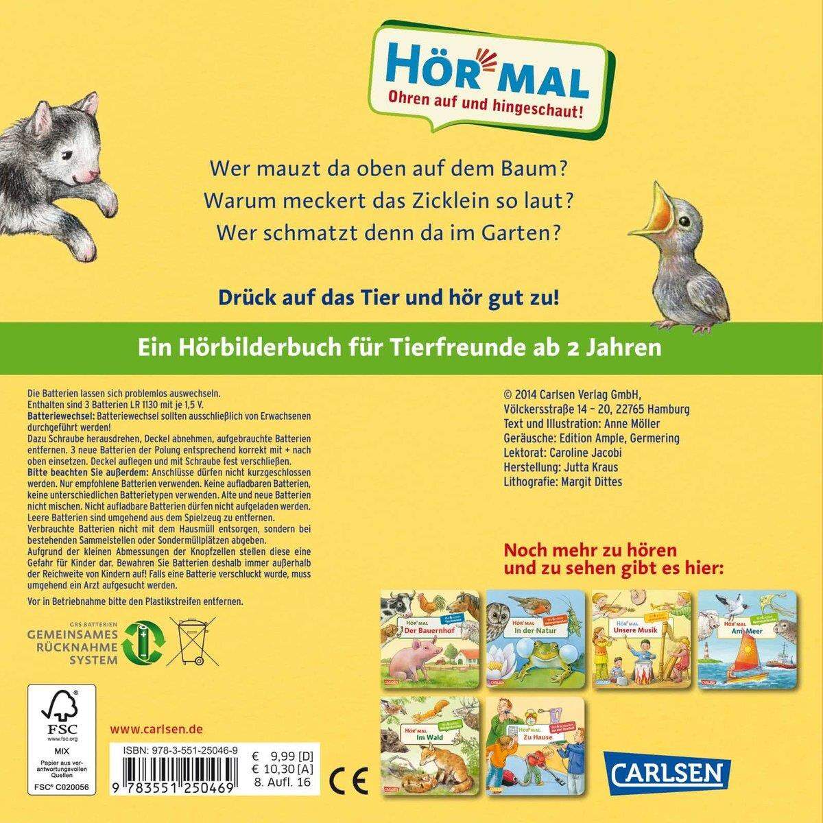 Carlsen Verlag Hör mal - Die Tierkinder, Soundbuch