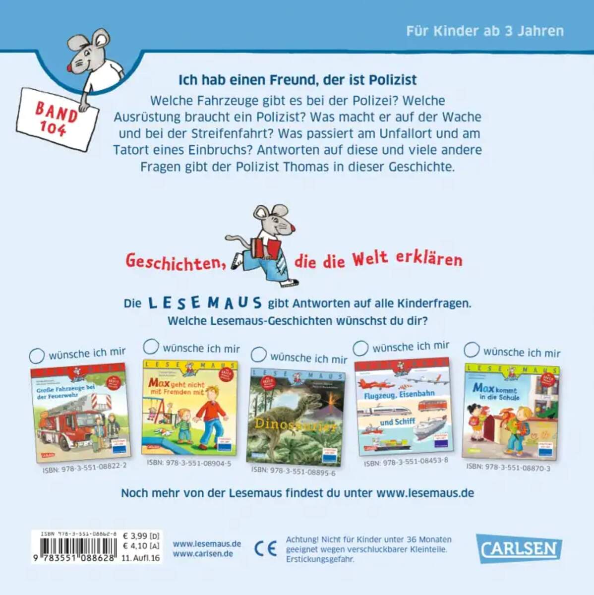 Carlsen Verlag LESEMAUS 104: Ich hab einen Freund, der ist Polizist von Ralf Butschkow