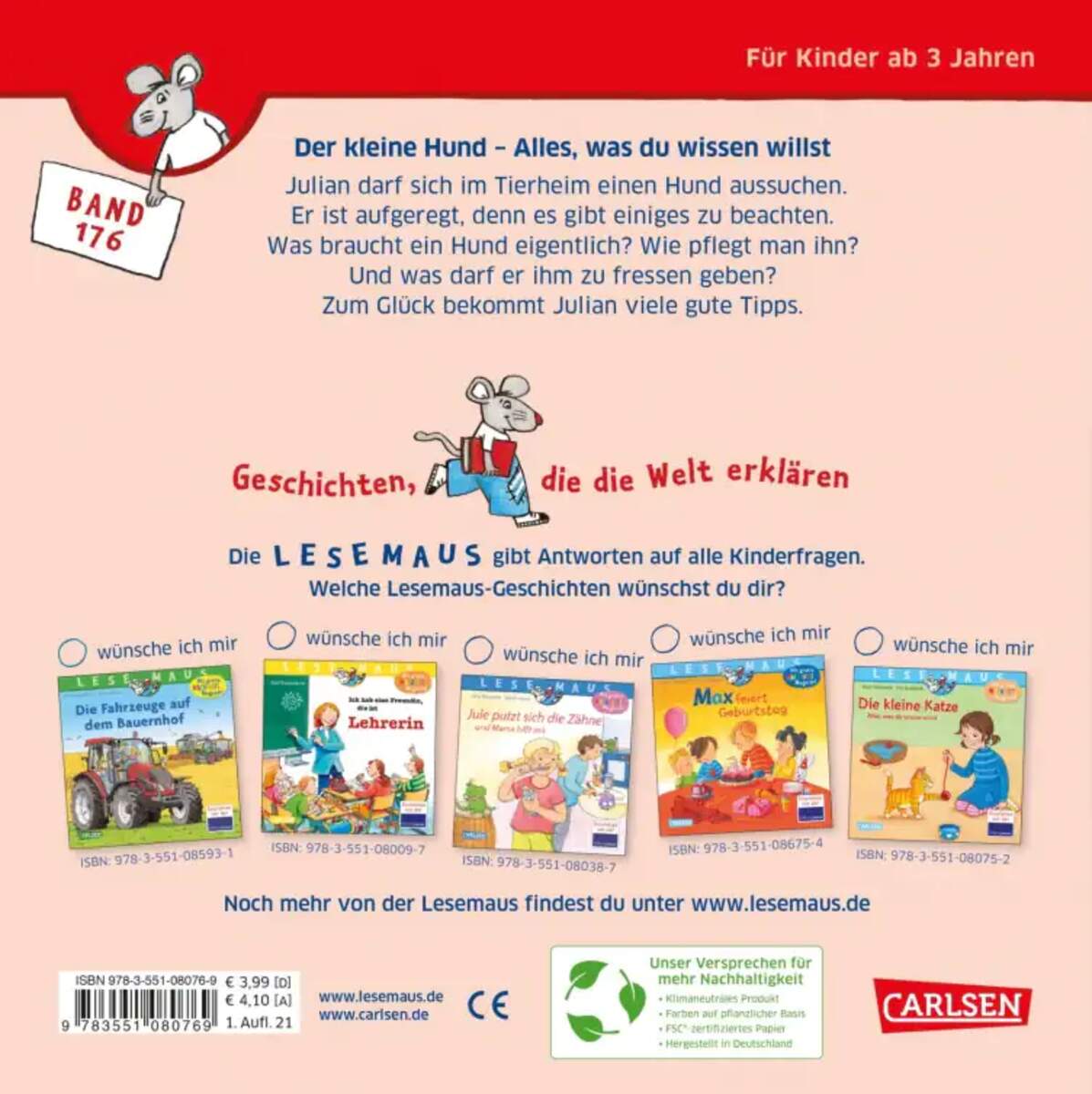 Carlsen Verlag LESEMAUS 176: Der kleine Hund - alles, was du wissen willst