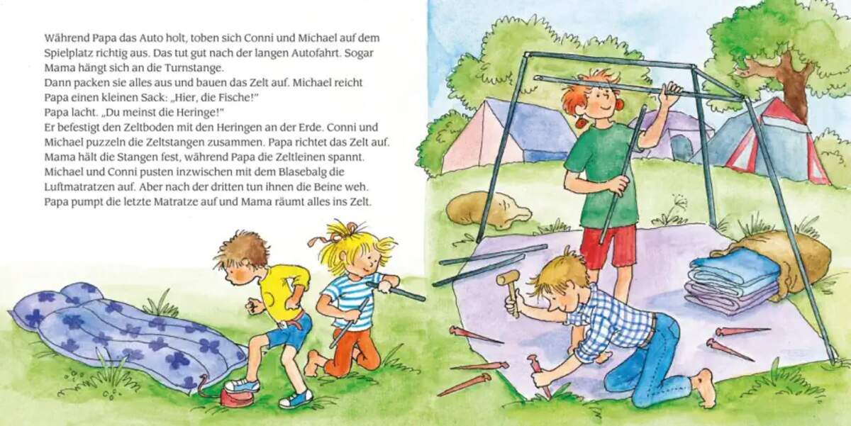 Carlsen Verlag LESEMAUS 205: "Conni geht zelten" + "Conni schläft im Kindergarten" Doppelband