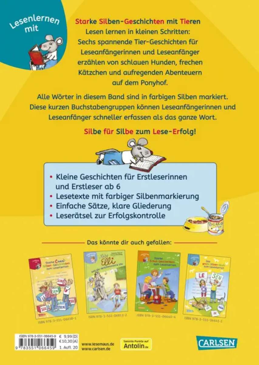 Carlsen Verlag LESEMAUS Sammelbände: Starke Silben-Geschichten mit Tieren