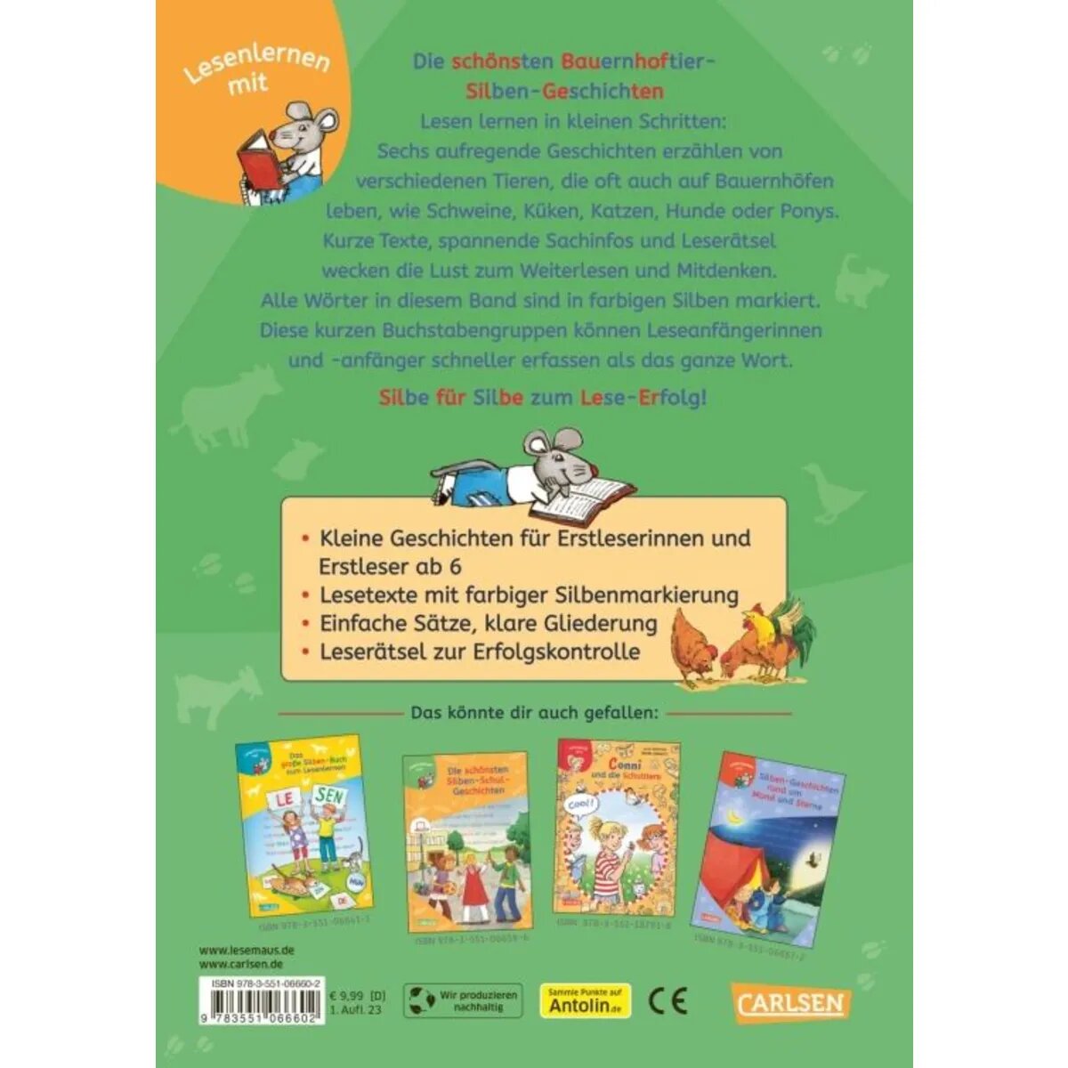 Carlsen Verlag LESEMAUS zum Lesenlernen Sammelbände: Die schönsten Bauernhoftier-Silben-Geschichten