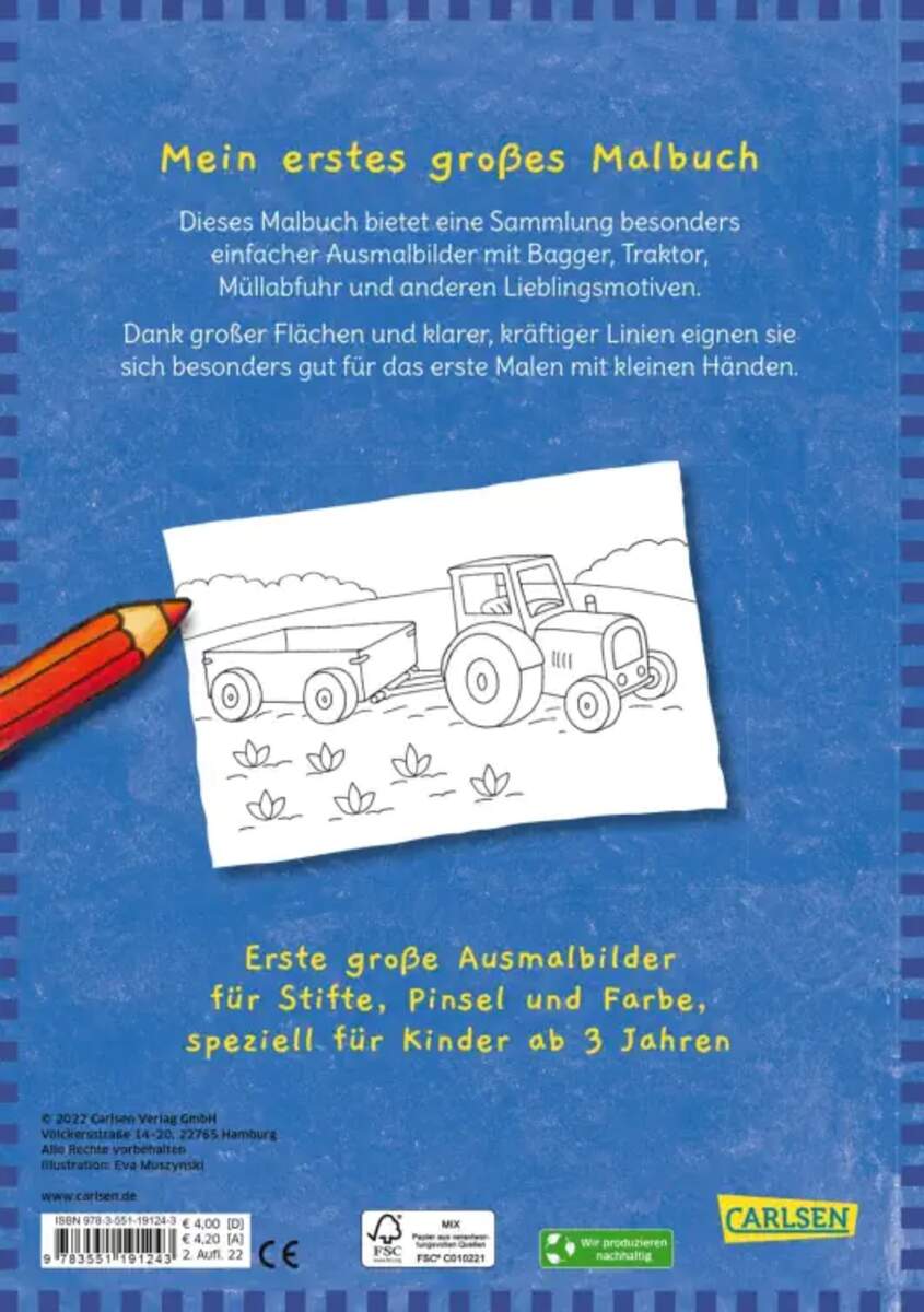 Carlsen Verlag Mein erstes großes Malbuch: Große Fahrzeuge