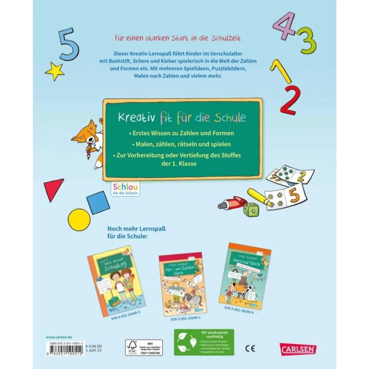 Carlsen Verlag Schlau für die Schule: Mein Kreativ-Lernspaß: Zahlen und Formen