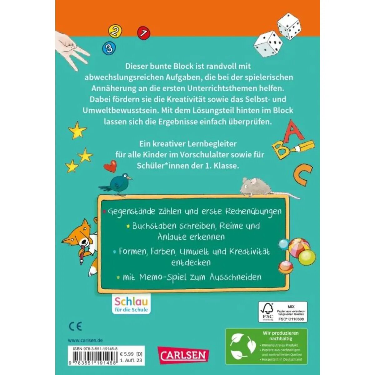 Carlsen Verlag Schlau Schule bunter Vorschu