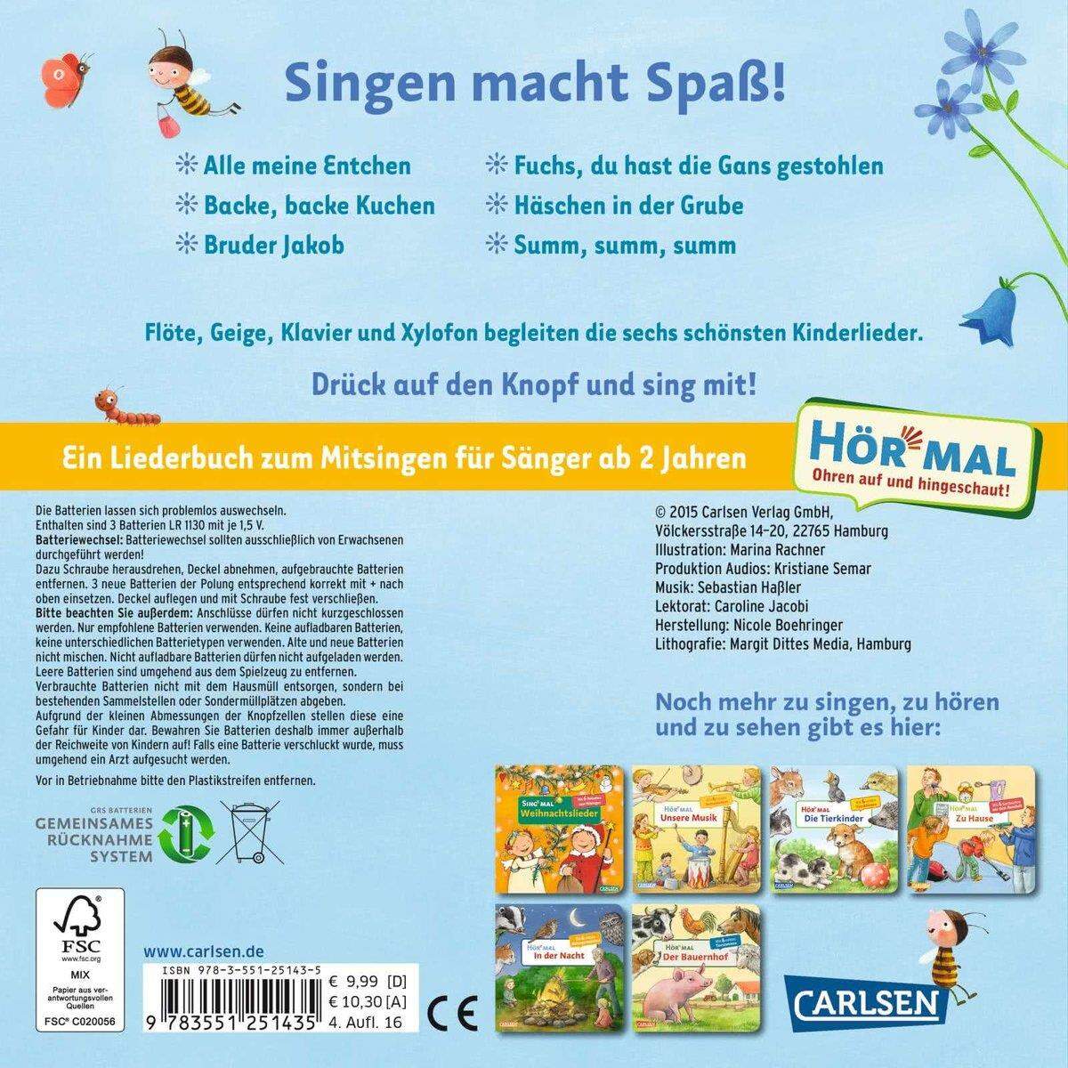 Carlsen Verlag Sing mal: Erste Kinderlieder