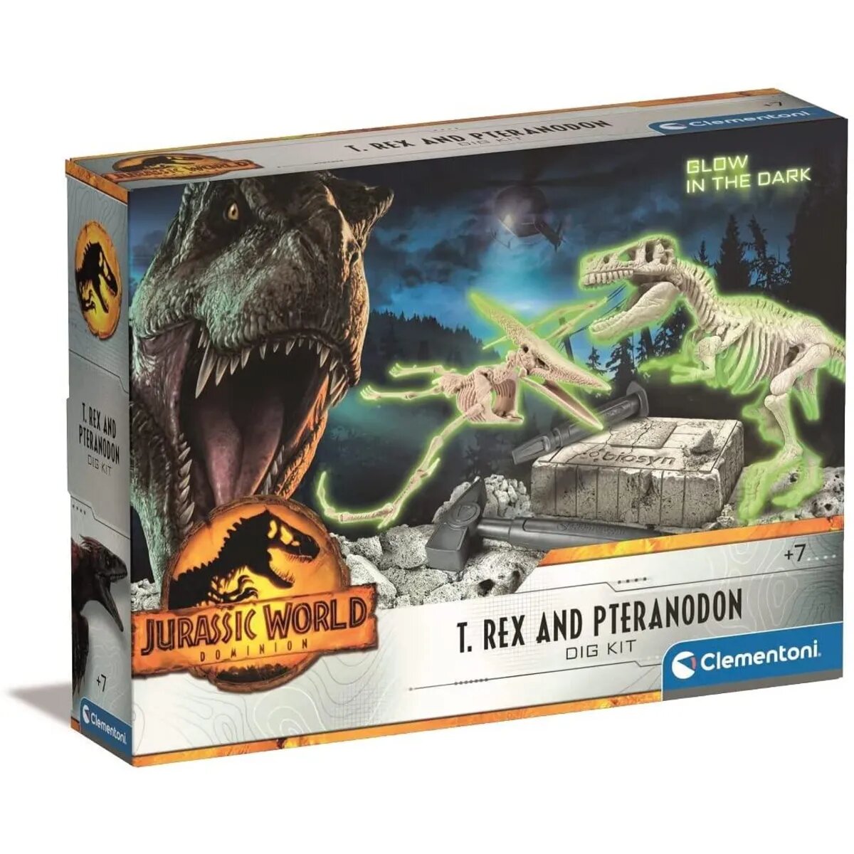 Clementoni 19205 Jurassic World 3-Ausgrabungs-Set T-Rex & Pteranodon