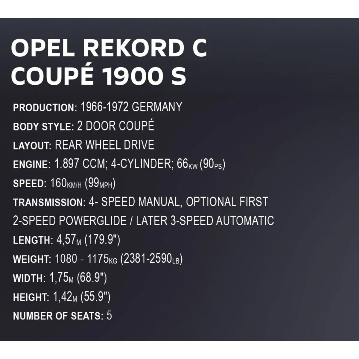 Cobi 24345 - Opel Rekord C Coupe