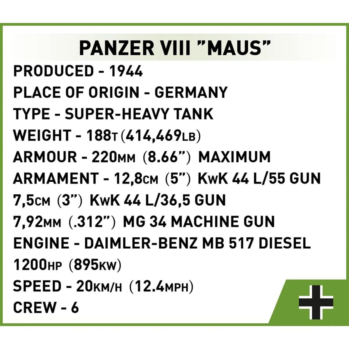 Cobi 2559 Historical Collection - Panzer VIII Maus