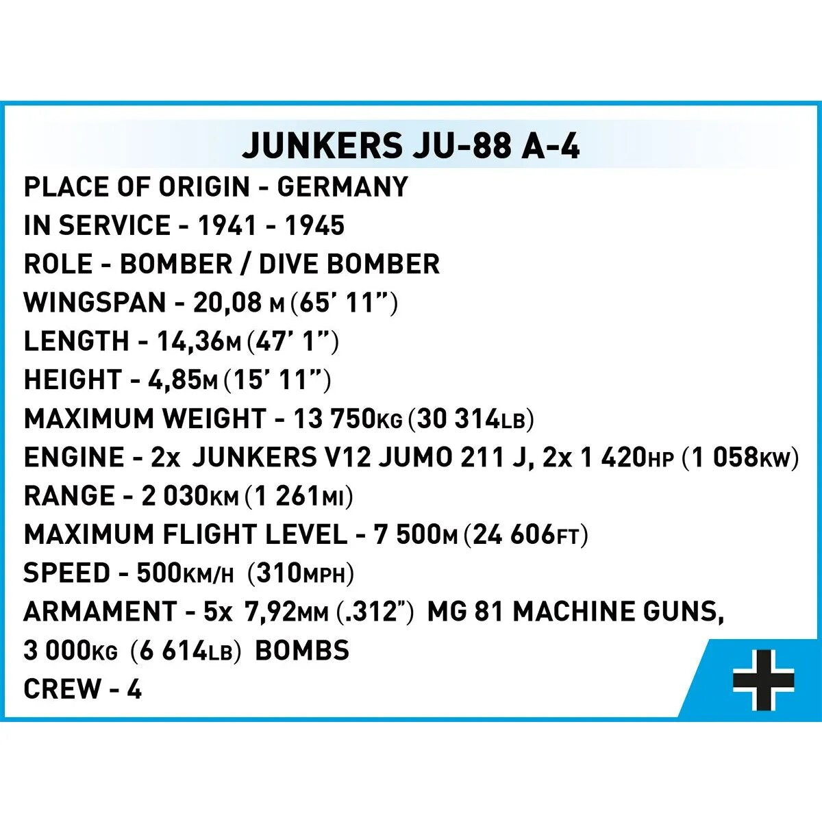 Cobi 5733 Historical Collection - Junkers Ju 88