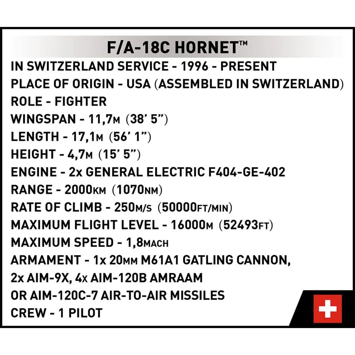 Cobi 5819 Armed Forces - F/A-18C Hornet Swiss Air Force