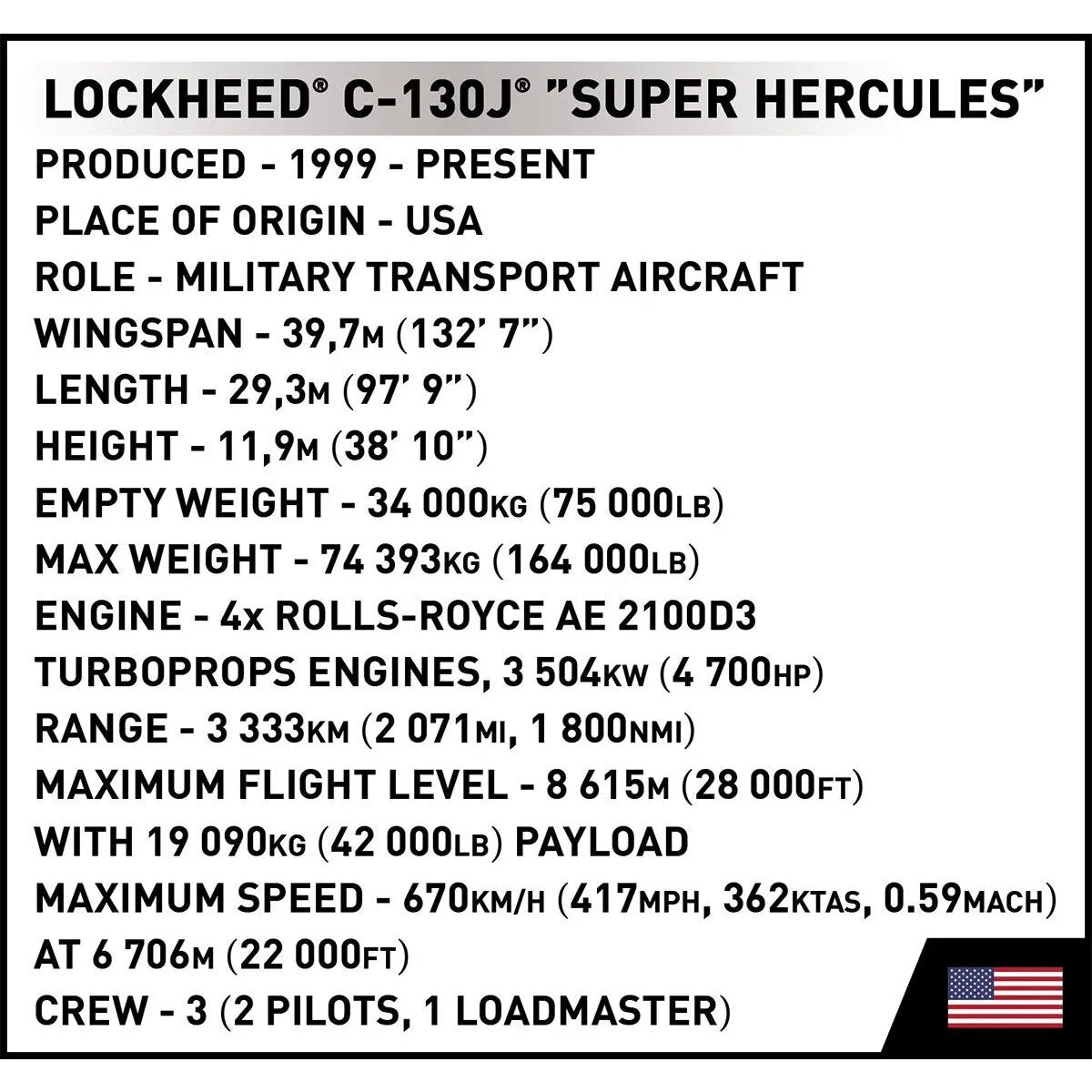 Cobi 5838 Armed Forces - Lockheed C-130J Super Hercules