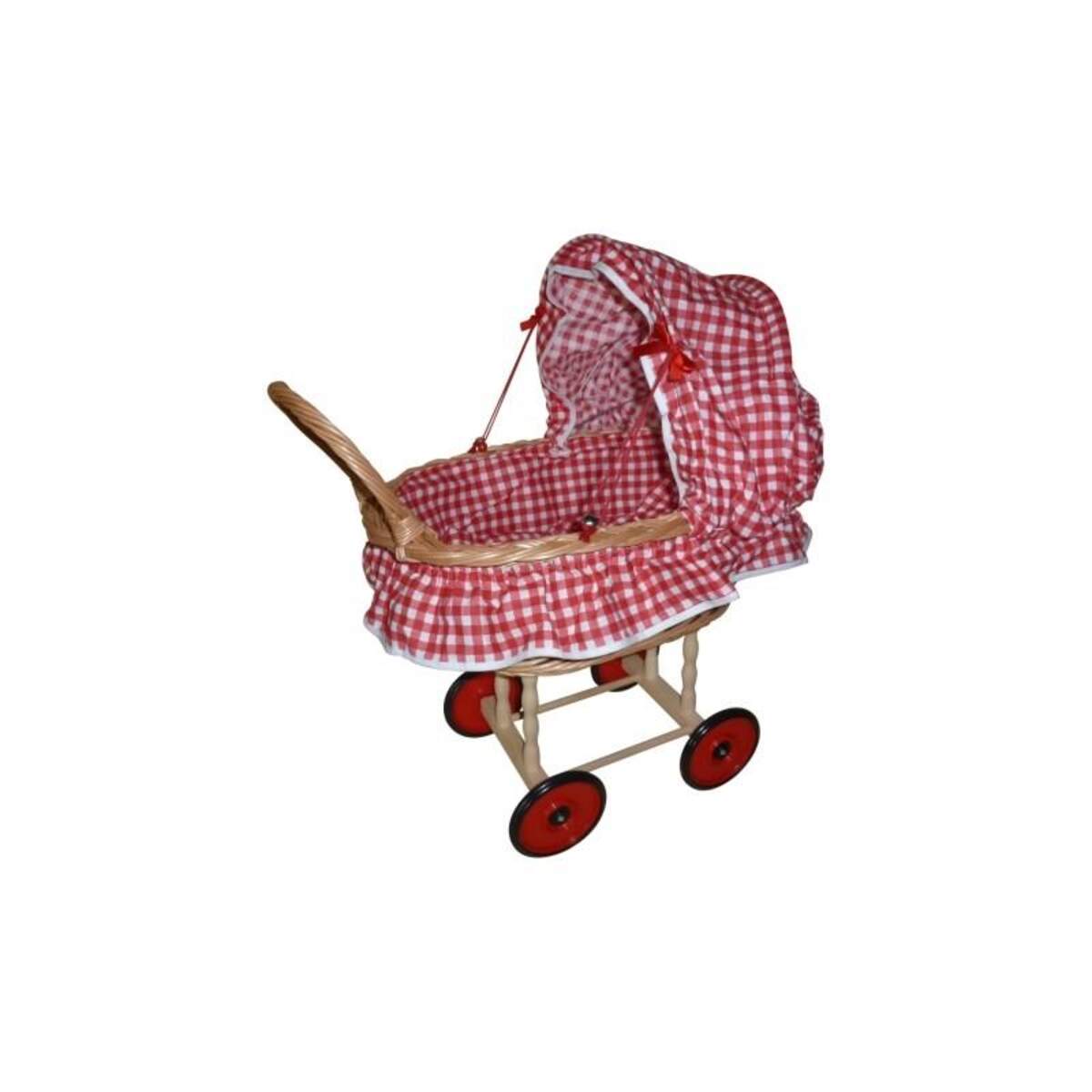 Coopexim Puppen-Korbwagen mit Garnitur, rot/weiß