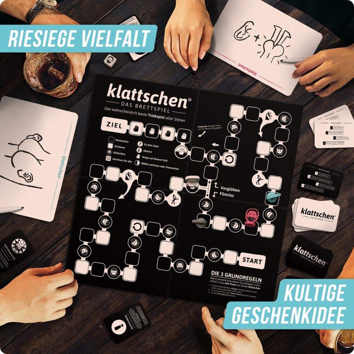 Denkriesen klattschen® - Trinkspiel - DAS BRETTSPIEL