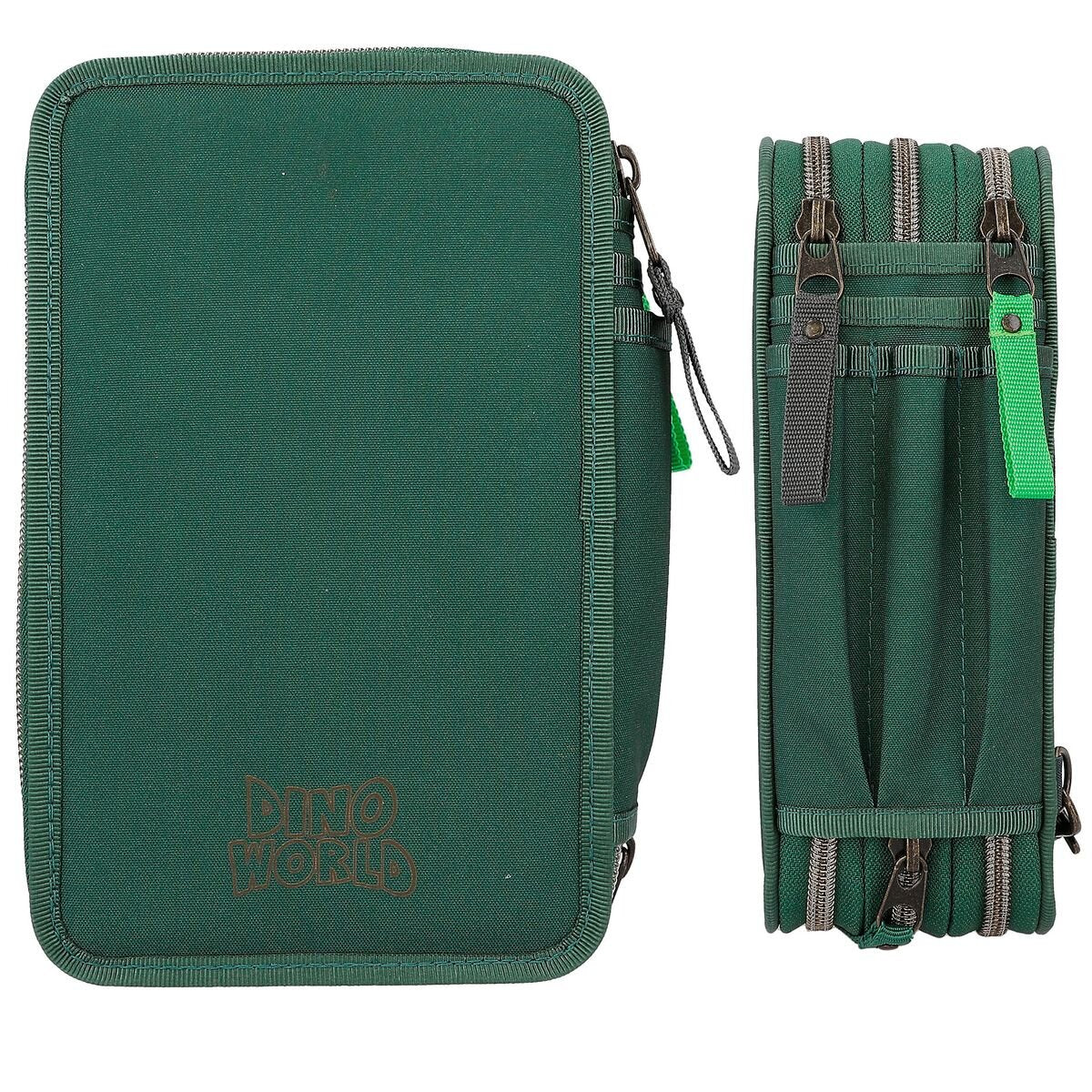 Depesche Dino World 3-Fach Federtasche Mit Kette Grün