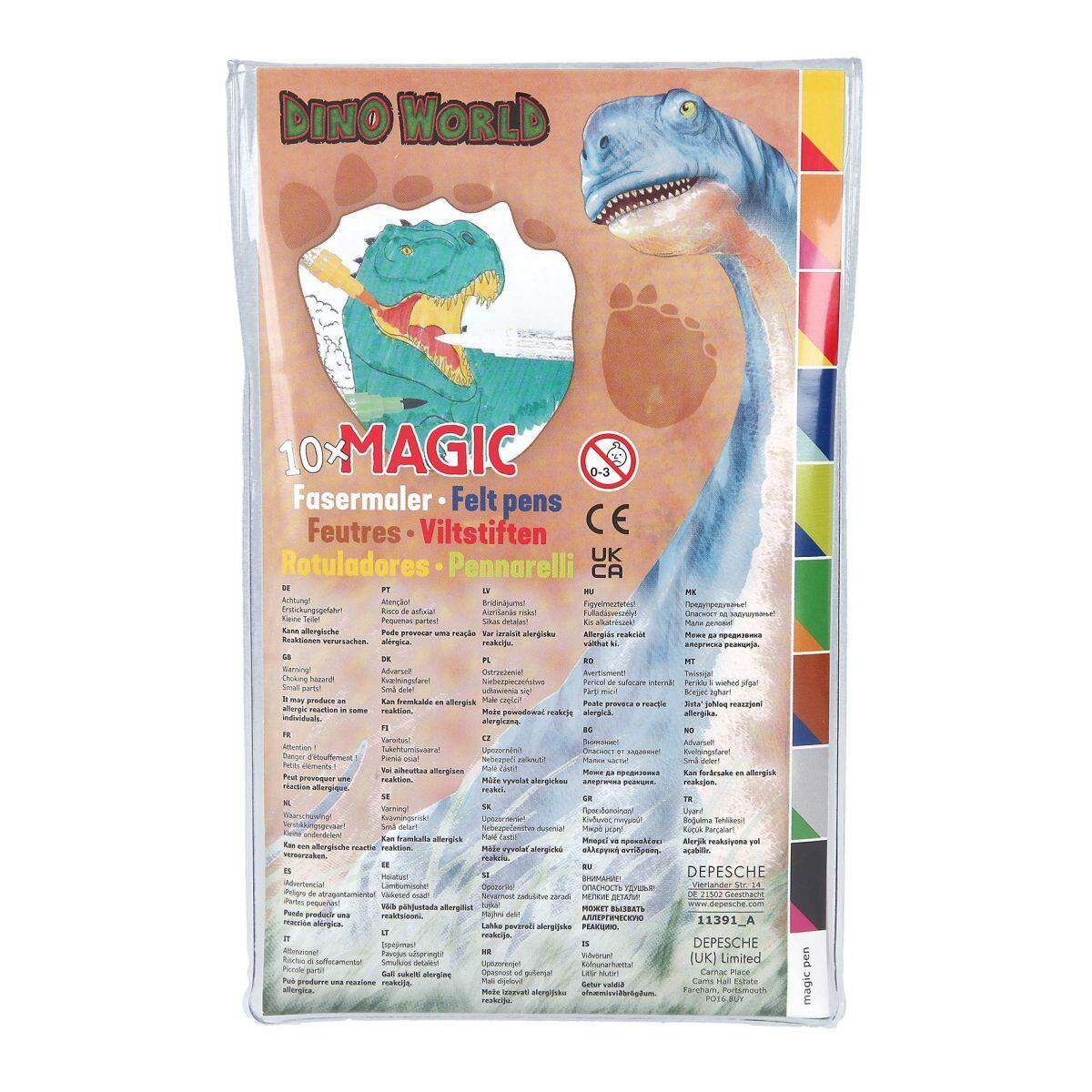 Depesche DINO WORLD Magic Doppelfasermaler-Set, 10 Stifte