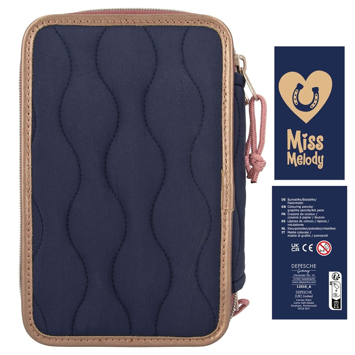 Depesche Miss Melody 3 Fach Federtasche Mit Stepp NIGHT HORSES