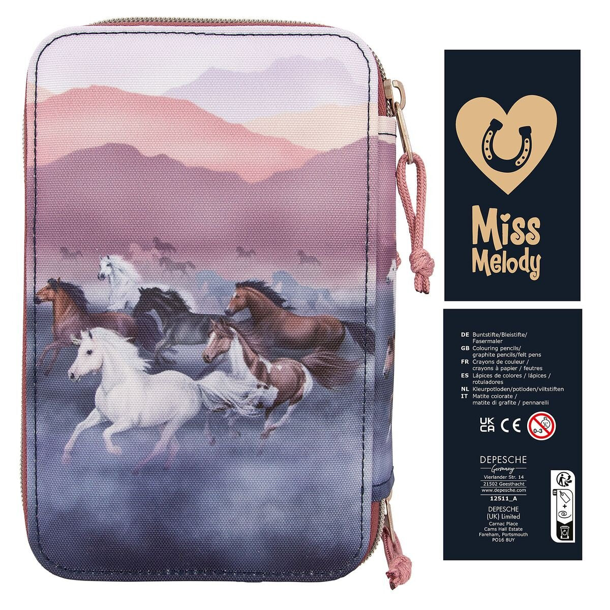 Depesche Miss Melody 3 Fach Federtasche NIGHT HORSES