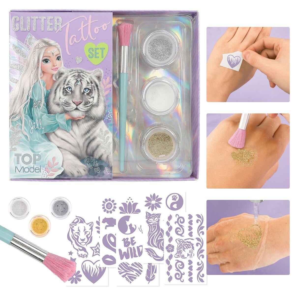 Depesche TOPModel Glitzer Tattoo Set FANTASY TIGER