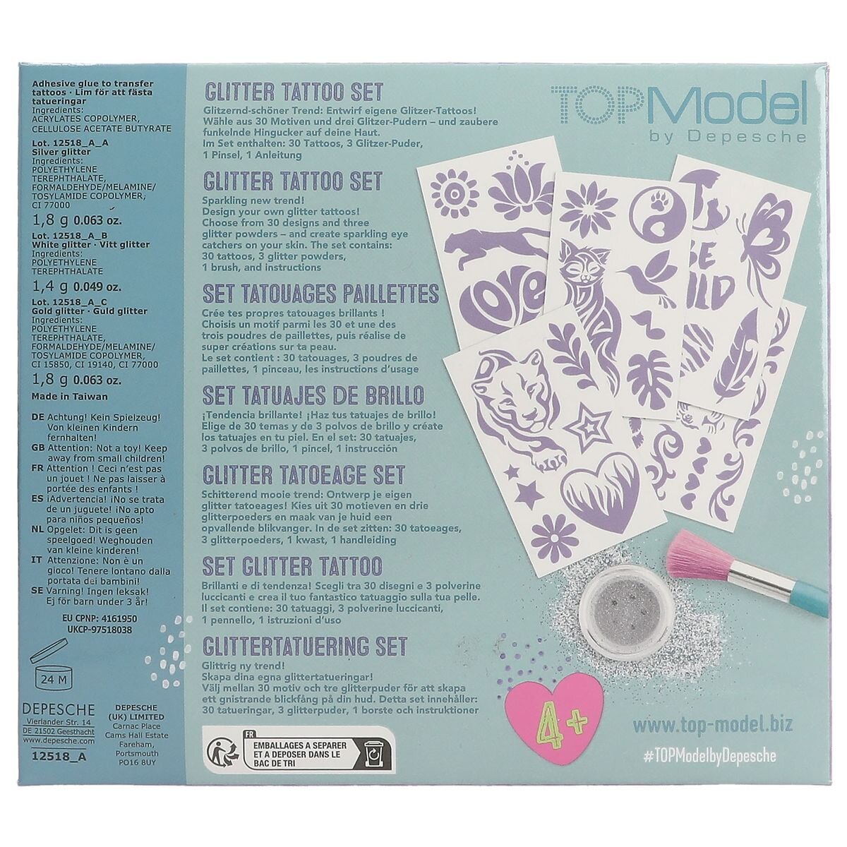 Depesche TOPModel Glitzer Tattoo Set FANTASY TIGER