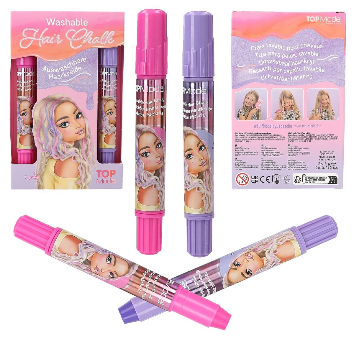 Depesche TOPModel Haarkreidestifte BEAUTY and ME, 1 Packung, 2-fach sortiert