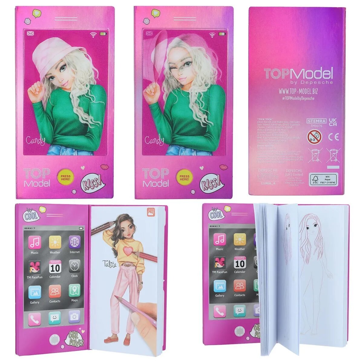 Depesche TOPModel Mini Malbuch mit Sound, 1 Stück, 3-fach sortiert